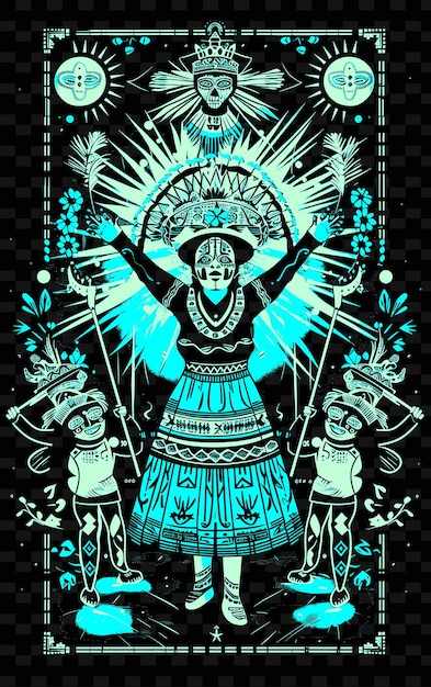 PSD 페루의 축제에서 마스크와 댄서와 함께 huayno 가수 일러스트레이션 음악 포스터 디자인