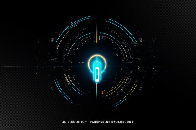 hud hologram key matrix code effect on transparent background