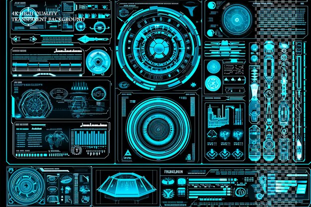 PSD hud-informatie grafische gegevens hoge technologie ui op transparante achtergrond