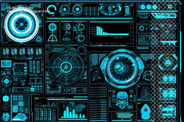 Hud information graphic data high technology ui on transparent background