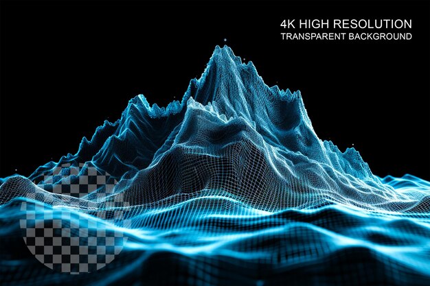 PSD hud screen technology terrain mountain wireframe military design on transparent background