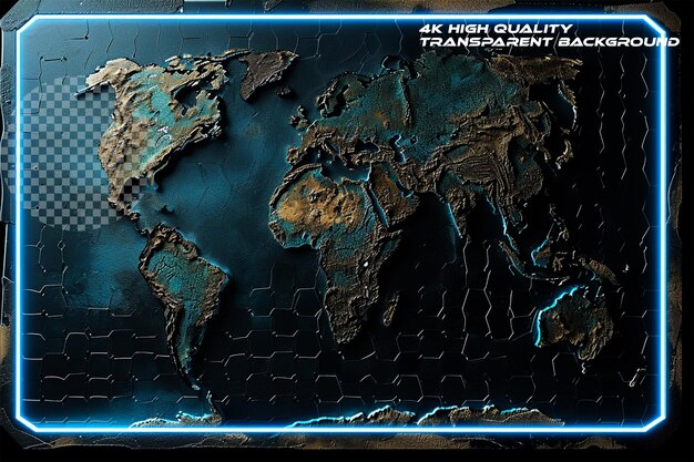 PSD hud wereldkaart elementen op transparante achtergrond