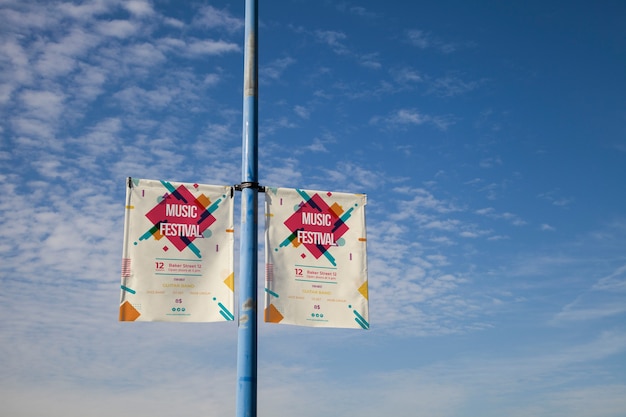 Huge billboard mockup on blue sky background