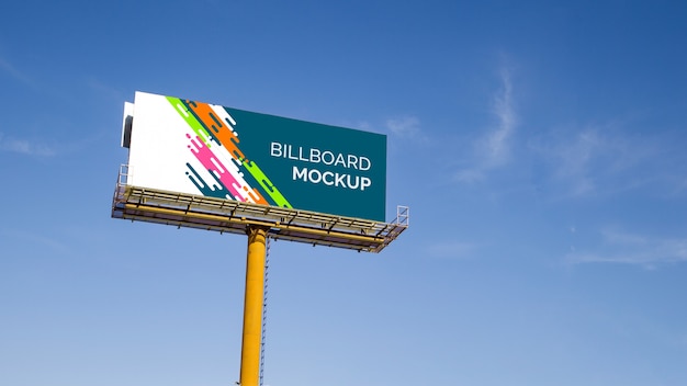 Huge billboard mockup on blue sky background