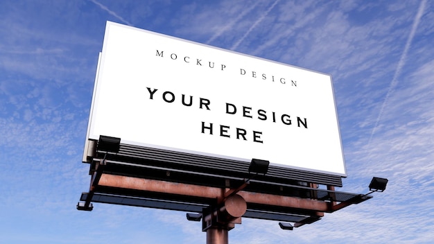 Huge billboard mockup on blue sky background