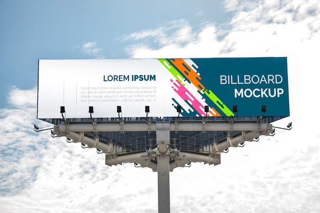 PSD huge billboard mockup on cloudy sky