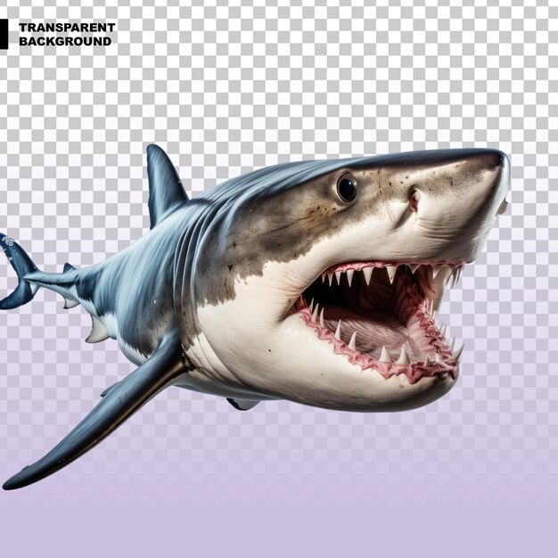 PSD huge shark on transparent background