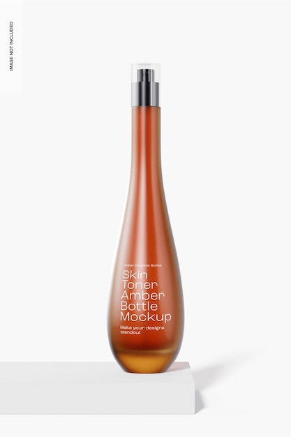 PSD huidtoner amber fles mockup, vooraanzicht