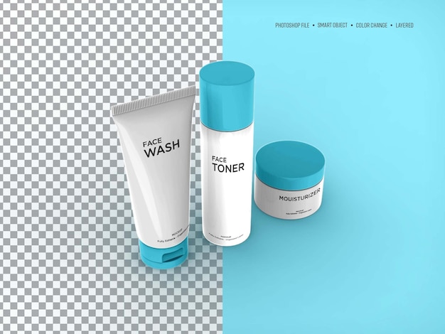 PSD huidverzorgingsproductverpakking voor beautyset mockup