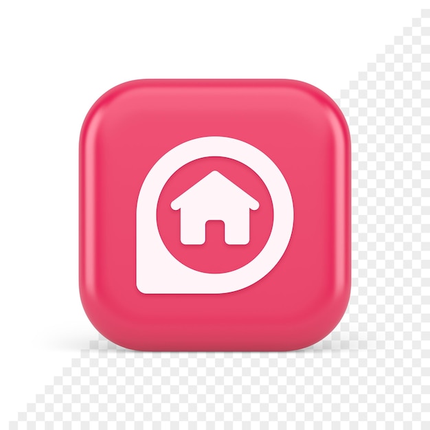 PSD huis in kaart pin gps locatie afstand zoeken knop makelaar app 3d pictogram