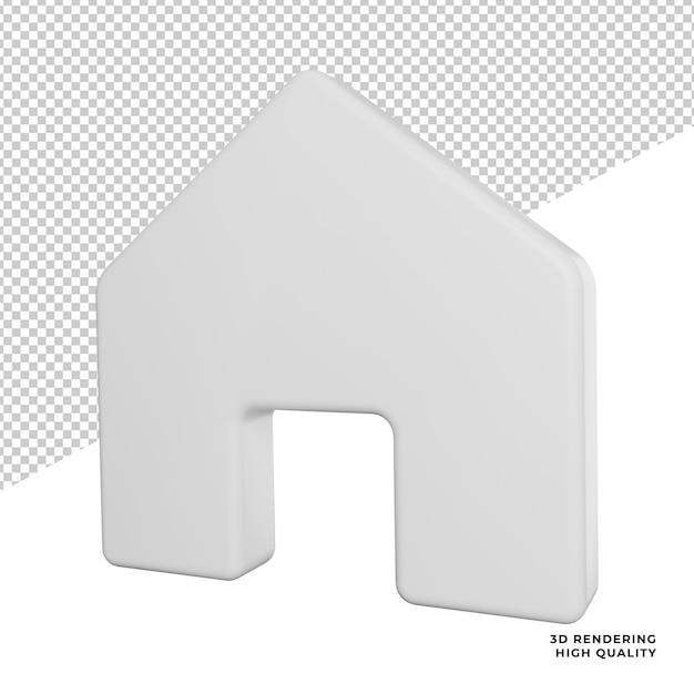 Huis teken social media zijaanzicht pictogram 3d-rendering illustratie op transparante achtergrond