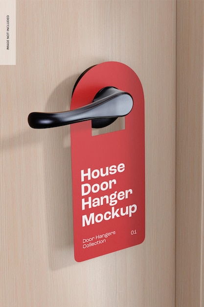 Huisdeurhanger mockup, hoge hoek