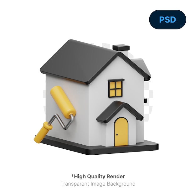 PSD huisrenovatie 3d-pictogram premium psd