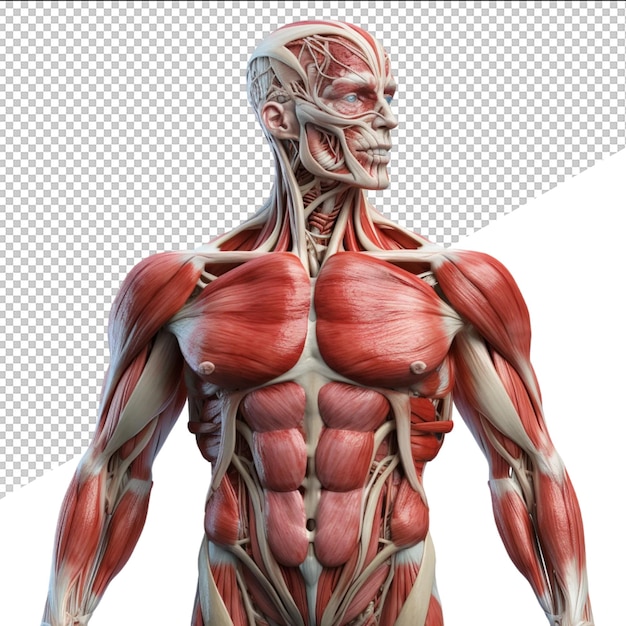 A human body with muscles that shows a human body