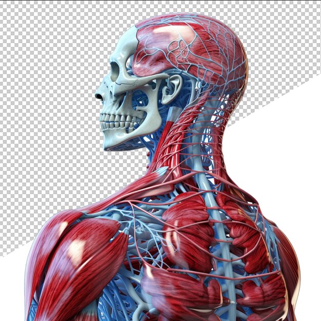 PSD a human body with a red body and the muscles of the body