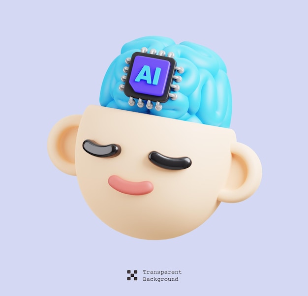 PSD 인간 뇌 인공지능 마이크로  센서 아이콘 (isolated ai support and artificial intelligence 3d illustration)