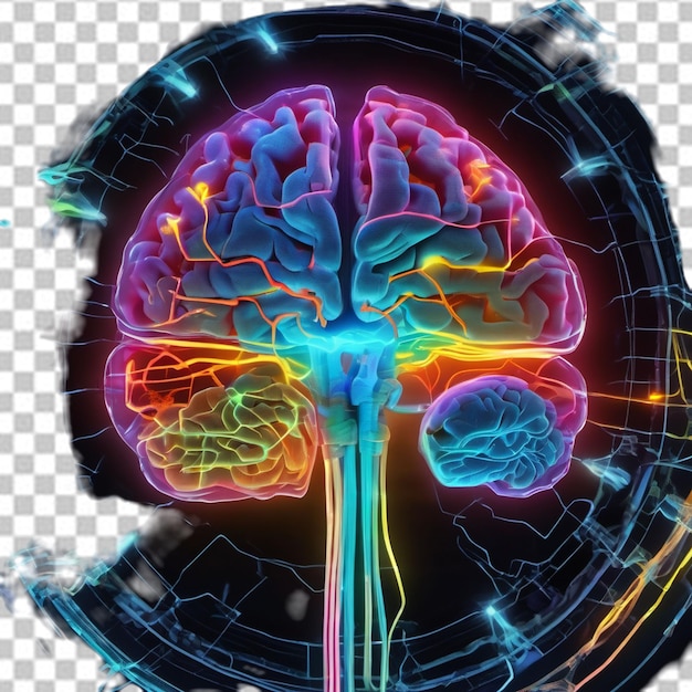 PSD human brain detailed structure on transparent background