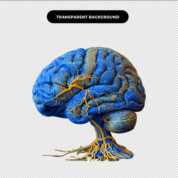 PSD human brain isolated on transparent background