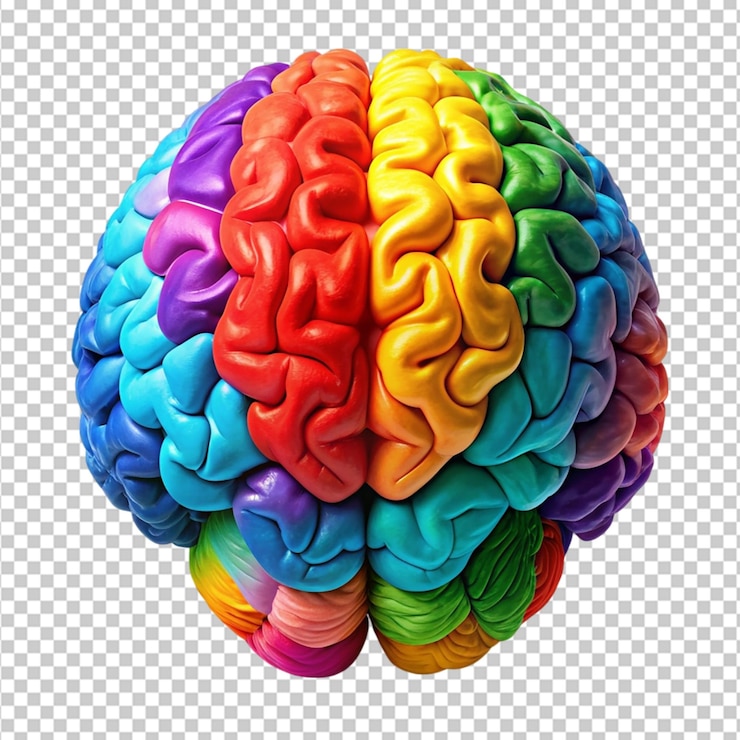 PSD human brain with paper colors on transparent background