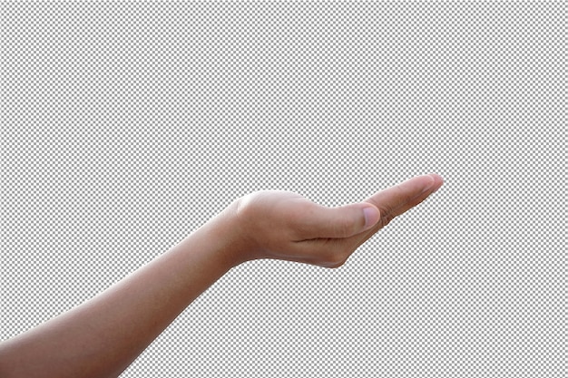 PSD human hand outstretched forward to a product on hand