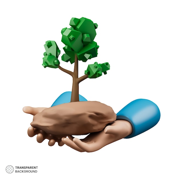 Human hands holding tree in low poly style illustration