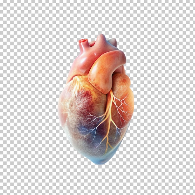 PSD human heart with veins on transparent background 3d render illustration