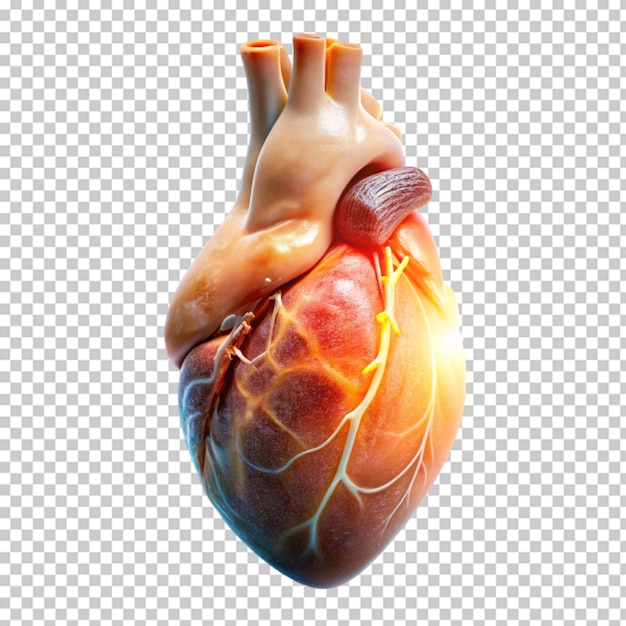 Human heart with veins on transparent background 3d render illustration