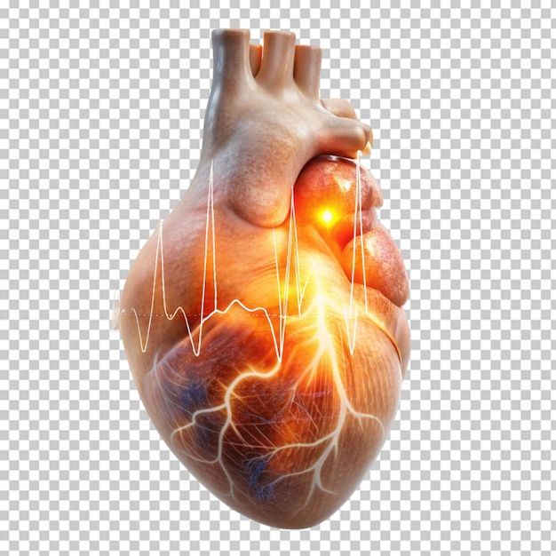 PSD human heart with veins on transparent background 3d render illustration