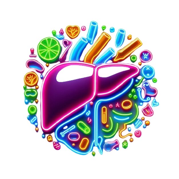 PSD human liver neon art psd