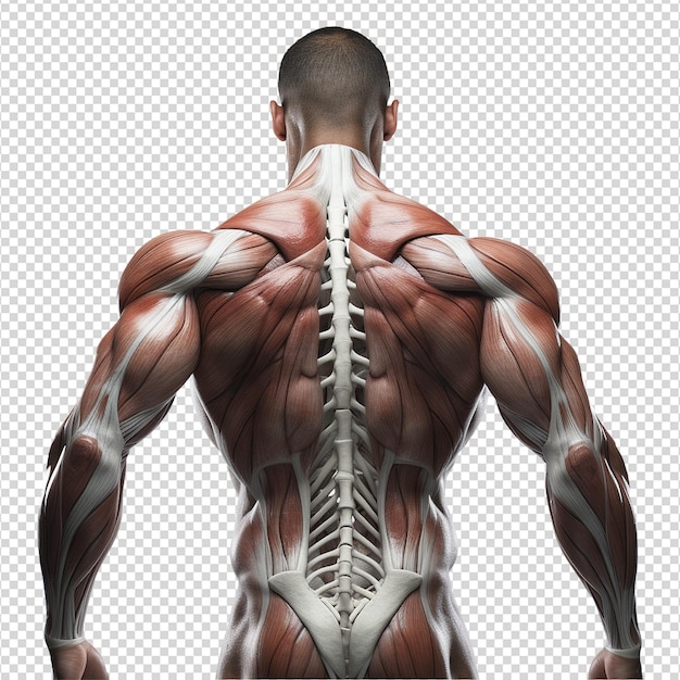 Struttura muscolare umana isolata su sfondo trasparente