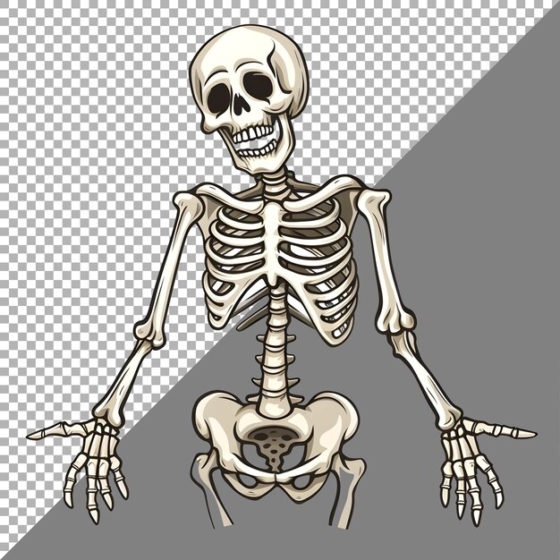 PSD human skeleton sticker style transparent background ai generated