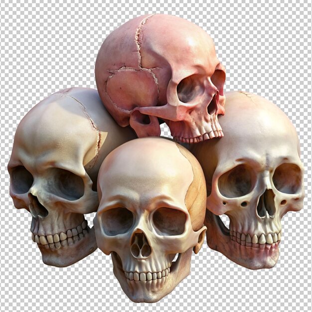 PSD human skull set on transparent background