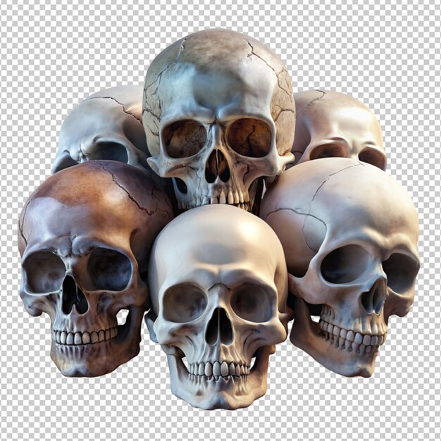 Human skull set on transparent background