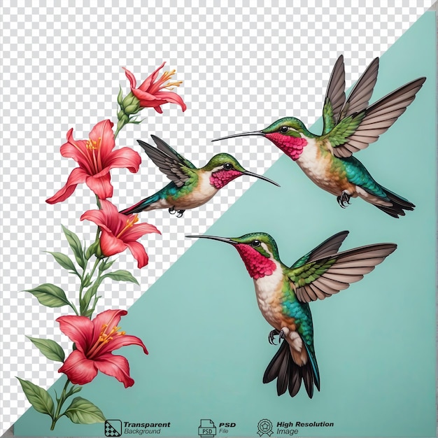 Hummingbirds isolated on transparent background