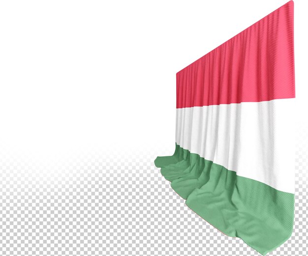 PSD Занавес с венгерским флагом в 3d-рендеринге богатого наследия венгрии