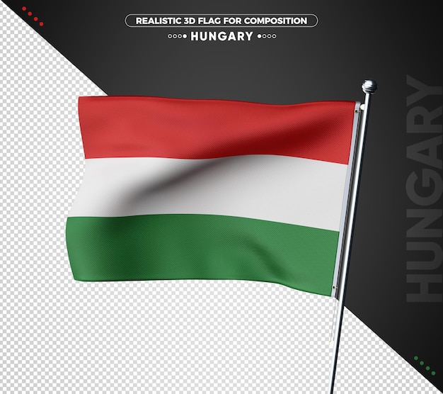 Hungary 3d flag with realistic texture