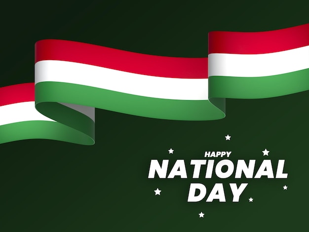 PSD hungary flag element design national independence day banner ribbon psd