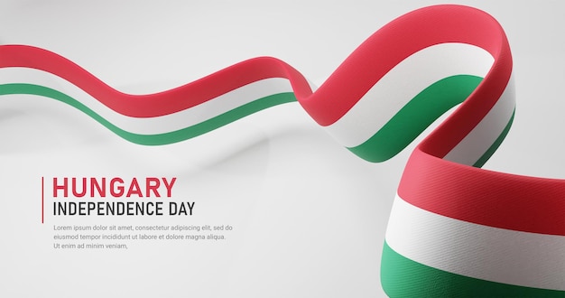 hungary independence day waving ribbon flag banner template