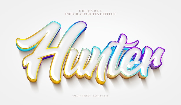 Effetto di testo psd premium editable hunter 3d