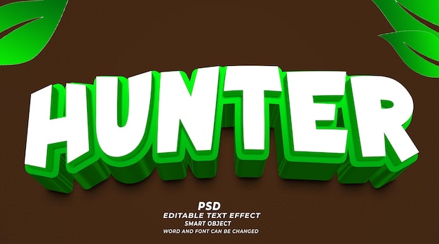 Hunter 3d Edytowalny Efekt Tekstowy Szablon Photoshop Z Tłem