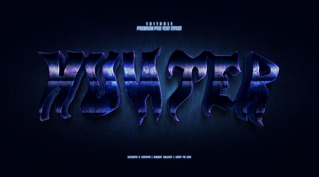 Hunter realistic 3d editable premium psd text effect