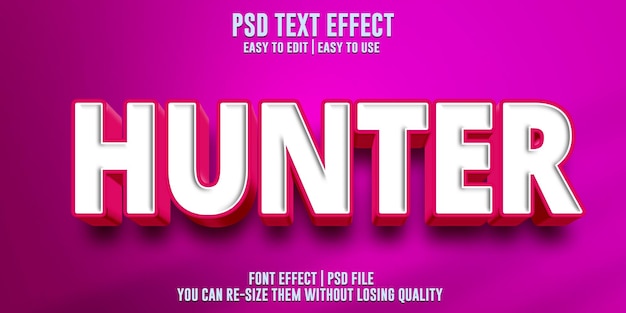 Hunter text effect editable font