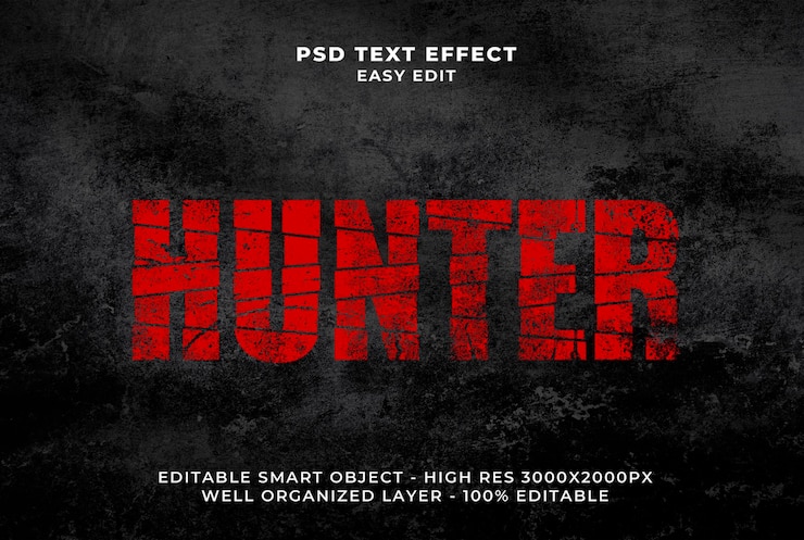 PSD huntergrunge_text_effect