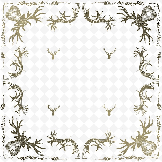 PSD hunting lodge outline met antler frame en deer symbol voor illustratie decor motifs collection