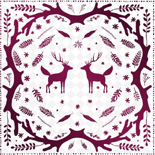 PSD hunting lodge outline with antler frame and fox symbol for illustration decor motifs collection