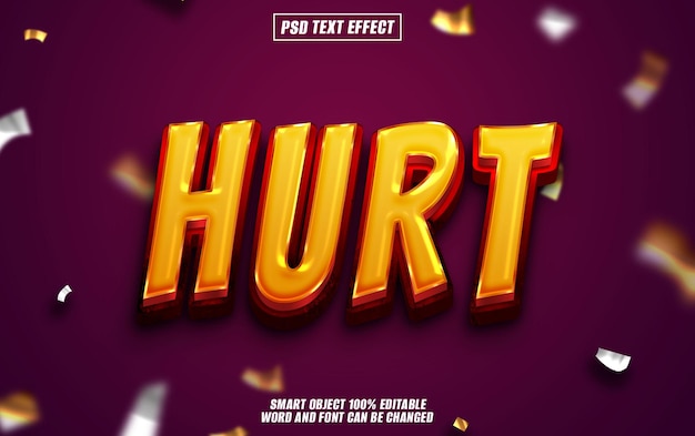 hurt text effect font editable typography 3d text