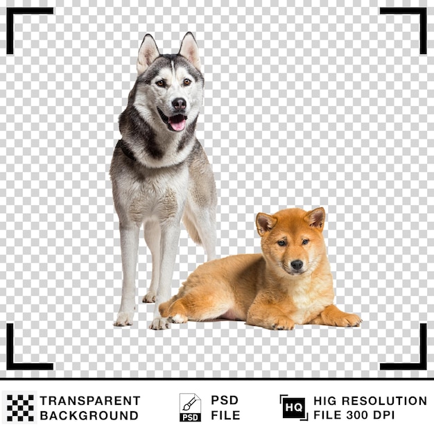 Husky i Shiba Inu na przezroczystym tle