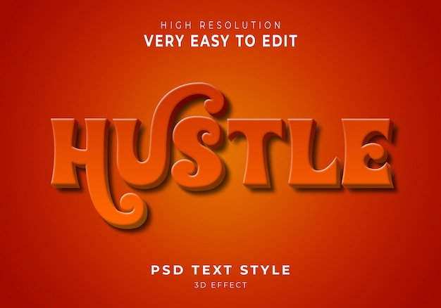 Hustle 3d effetto testo moderno