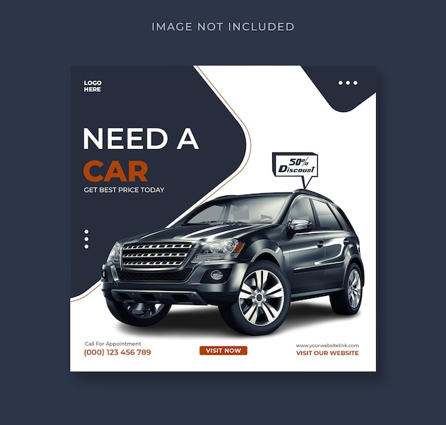 Huur auto promo social media post banner sjabloonontwerp