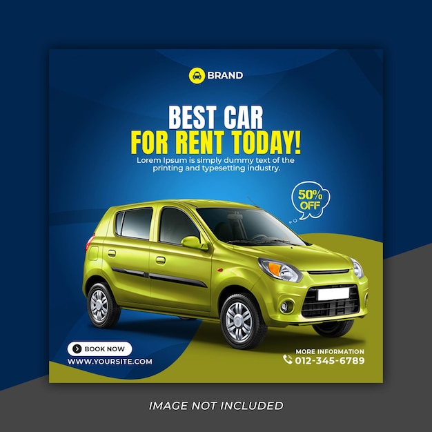 Huur auto sociale media instagram post of vierkante webbannersjabloon Premium Psd